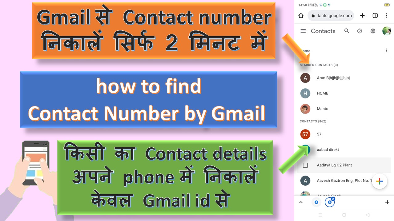 how to find contact number by gmail id