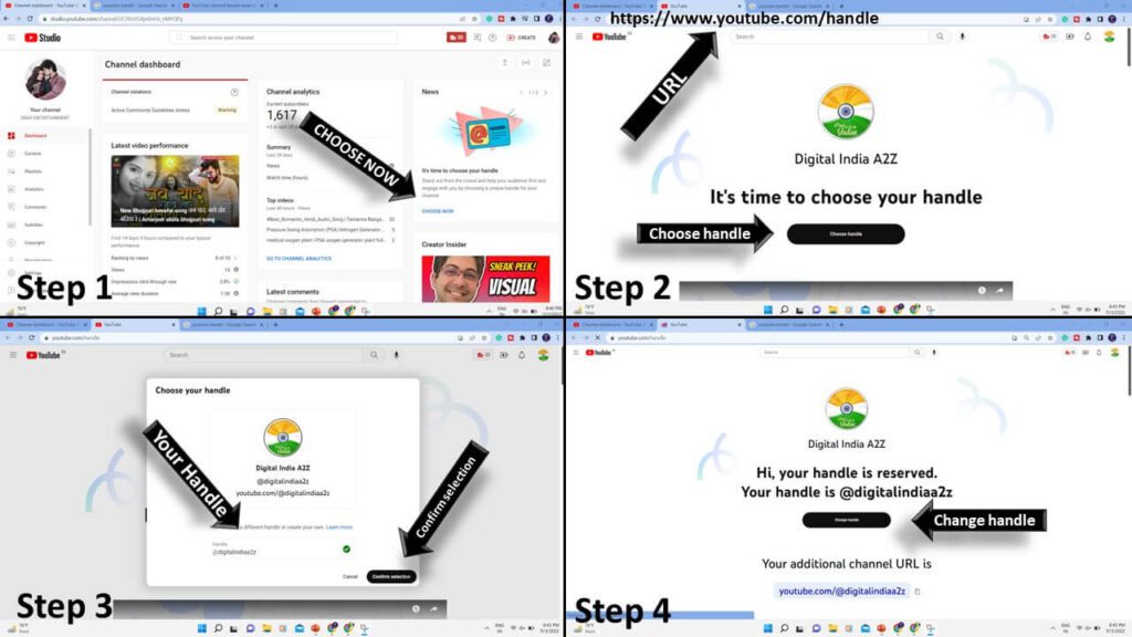 YouTube channel handle kaise banaye | How to create handle